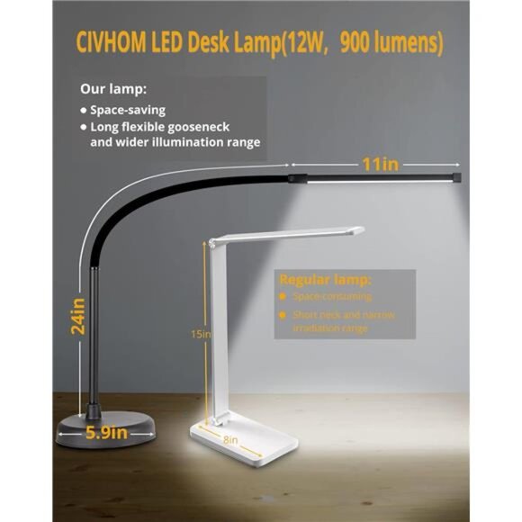 LED Desk Lamp, Swing Arm Architect Task Lamp with Long Flexible Gooseneck - Picture 4 of 7